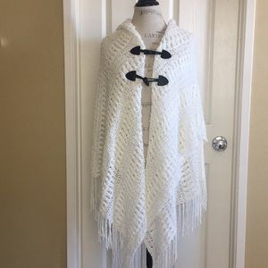 MIXIT OFF WHITE PONCHO ACRYLIC SWEATER